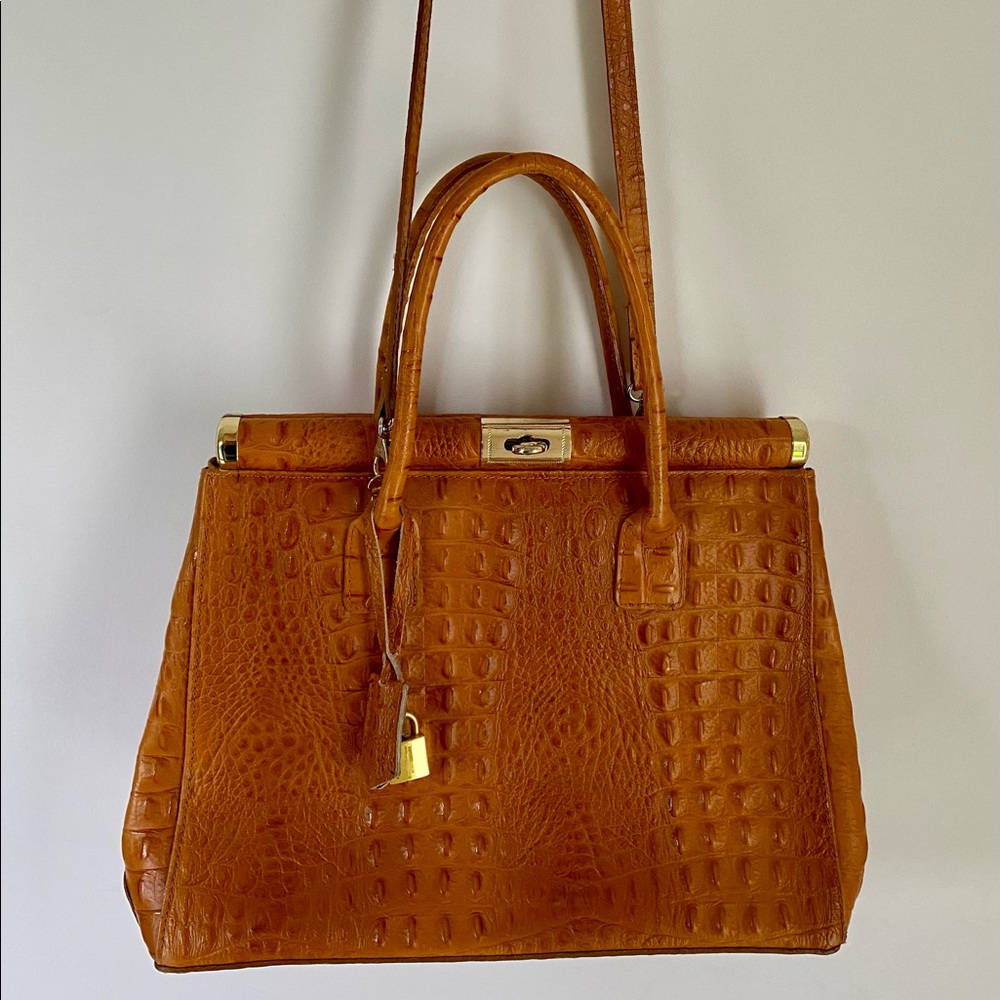 Italian Crocodile embossed leather tote